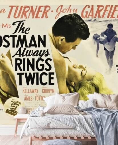 filmplakat tapetveggmaleri kalt The Postman Rings Always Twice for stuer og soverom