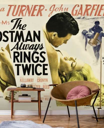 elokuvajuliste taustakuvamaalaus nimeltä The Postman Rings Always Twice olohuoneisiin ja makuuhuoneisiin