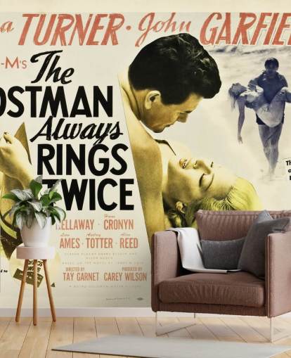 filmaffisch tapetväggmålning som heter The Postman Rings Always Twice för vardagsrum och sovrum