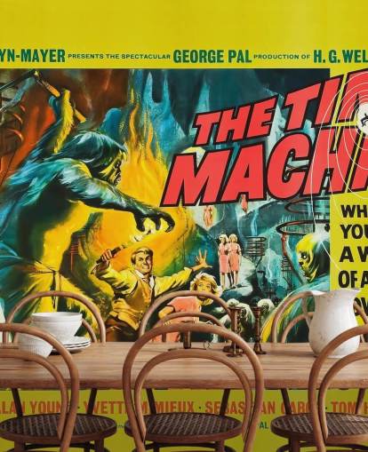 filmplakat vægmaleri kaldet The Time Machine til soveværelser, stuer og biografrum