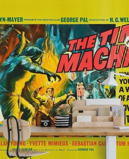 filmplakat vægmaleri kaldet The Time Machine til soveværelser, stuer og biografrum