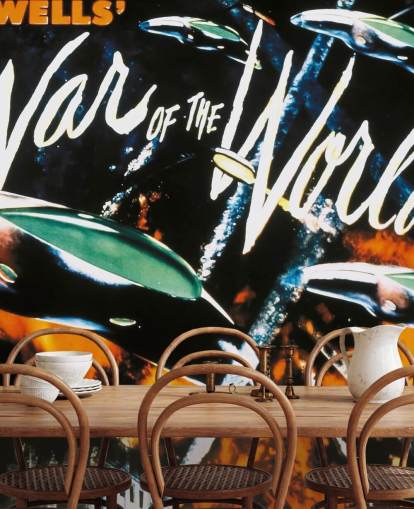Buntes Filmplakat-Tapeten-Wandbild mit dem Titel Der Krieg der Welten für Schlafzimmer, Kinoräume und Wohnzimmer