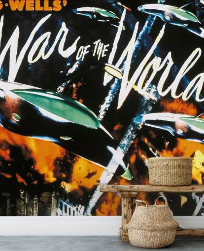 kleurrijke filmposter muurschildering genaamd The War of the Worlds voor slaapkamers, bioscoopzalen en woonkamers
