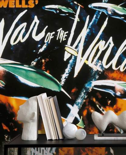 farverigt filmplakat tapetmaleri kaldet The War of the Worlds til soveværelser, biografrum og stuer