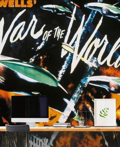 kleurrijke filmposter muurschildering genaamd The War of the Worlds voor slaapkamers, bioscoopzalen en woonkamers kleurrijke filmposter muurschildering genaamd The War of the Worlds voor slaapkamers, bioscoopzalen en woonkamers