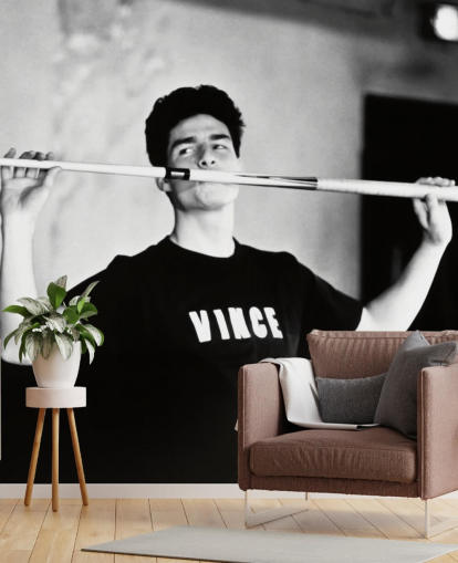 zwart-wit tom cruise muurschildering genaamd Tom Cruise (The Color of Money) voor slaapkamers en woonkamers