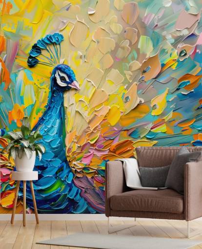 colorful painted peacock wallpaper called Oil Painting Peacock for bedrooms and living rooms colorful painted peacock wallpaper called Oil Painting Peacock for bedrooms and living rooms