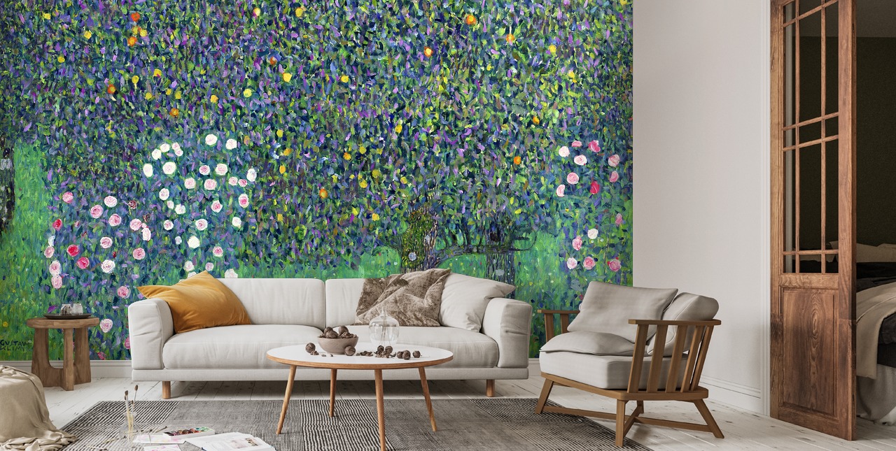 Gustav Klimt Roses under Trees Wall Mural Wallsauce US