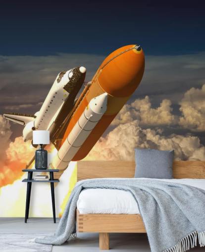 Space Shuttle In The Clouds Wallpaper Mural
