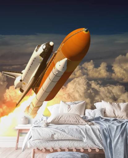 Space Shuttle In The Clouds Wallpaper Mural