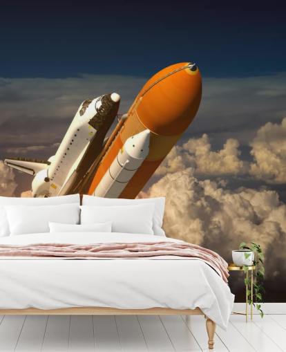 Space Shuttle In The Clouds Wallpaper Mural