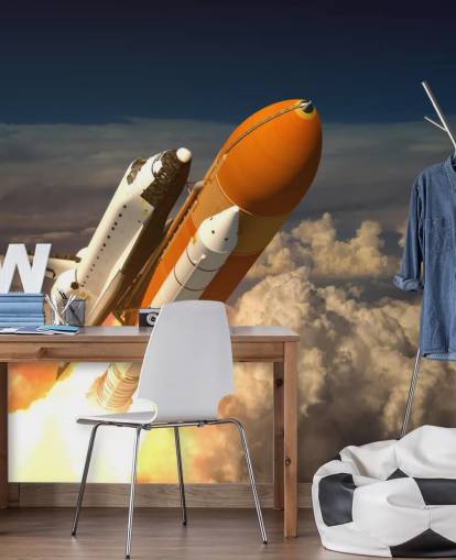 Space Shuttle Nas Nuvens Wallpaper Mural