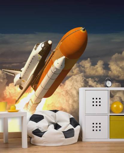 Space Shuttle In The Clouds Wallpaper Mural