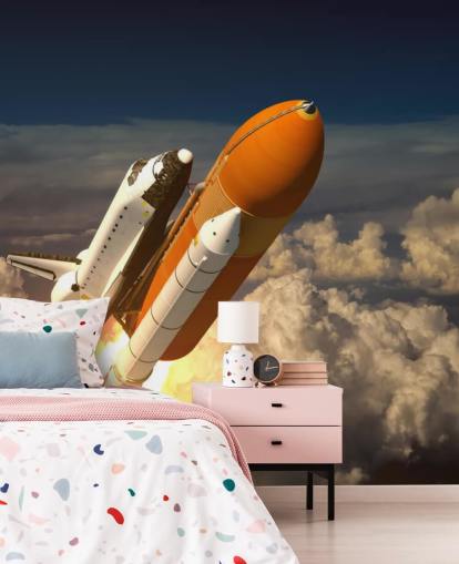 Space Shuttle In The Clouds Wallpaper Mural