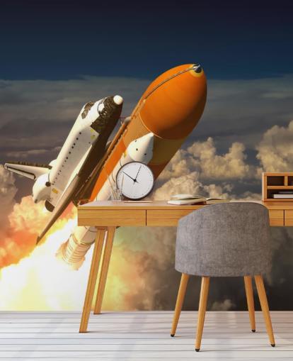 Space Shuttle In The Clouds Wallpaper Mural Space Shuttle In The Clouds Wallpaper Mural