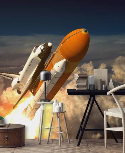 Tapeten-Wandbild „Space Shuttle in den Wolken