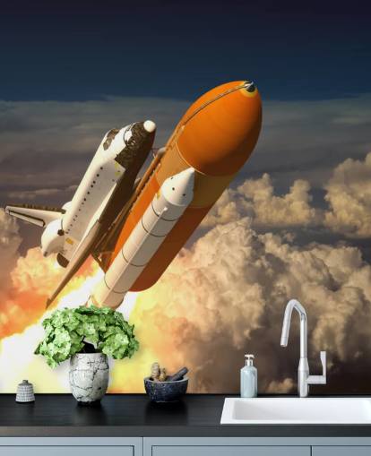 Papel pintado Transbordador espacial en las nubes