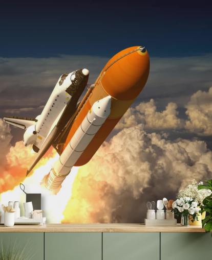 Space Shuttle In The Clouds Wallpaper Mural Space Shuttle In The Clouds Wallpaper Mural