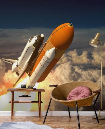 Space Shuttle Nas Nuvens Wallpaper Mural