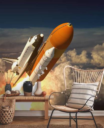 Tapeten-Wandbild „Space Shuttle in den Wolken