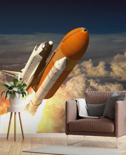 Space Shuttle In The Clouds Wallpaper Mural