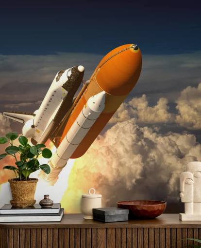 Space Shuttle Nas Nuvens Wallpaper Mural