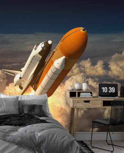 Tapeten-Wandbild „Space Shuttle in den Wolken