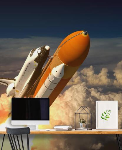 Space Shuttle In The Clouds Wallpaper Mural