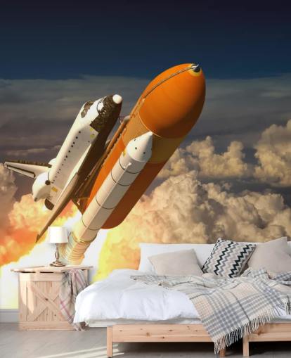 Tapeten-Wandbild „Space Shuttle in den Wolken