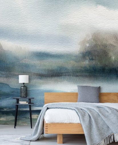 blue and white abstract sky wallpaper mural called Break in the Storm by Carol Robinson