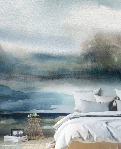 blue and white abstract sky wallpaper mural called Break in the Storm by Carol Robinson