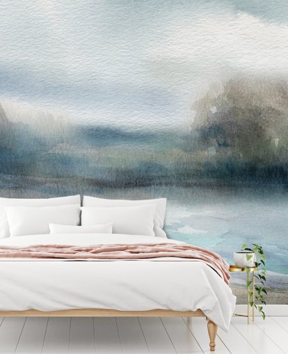 blue and white abstract sky wallpaper mural called Break in the Storm by Carol Robinson