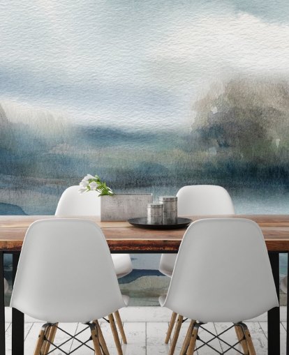 carta da parati murale con cielo astratto blu e bianco chiamato Break in the Storm di Carol Robinson