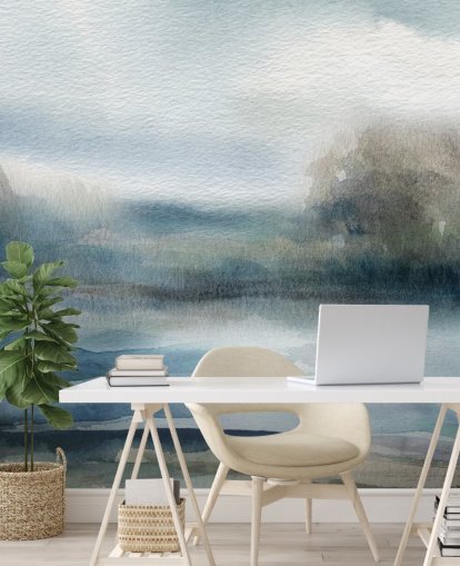 carta da parati murale con cielo astratto blu e bianco chiamato Break in the Storm di Carol Robinson