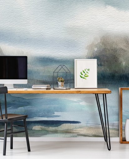 blue and white abstract sky wallpaper mural called Break in the Storm by Carol Robinson