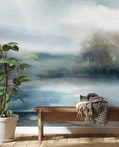 blue and white abstract sky wallpaper mural called Break in the Storm by Carol Robinson