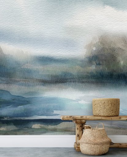 blue and white abstract sky wallpaper mural called Break in the Storm by Carol Robinson