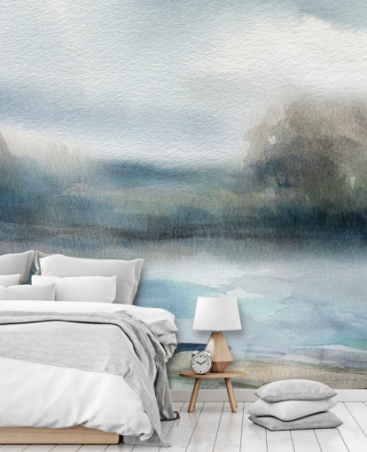 blue and white abstract sky wallpaper mural called Break in the Storm by Carol Robinson