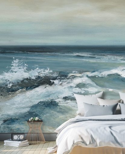 blue abstract ocean wallpaper mural called Converging Currents by Carol Robinson