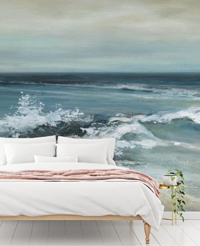 carta da parati murale astratta blu chiamata Converging Currents di Carol Robinson