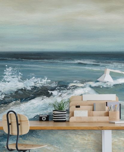 blue abstract ocean wallpaper mural called Converging Currents by Carol Robinson