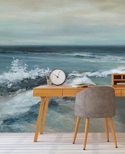 blue abstract ocean wallpaper mural called Converging Currents by Carol Robinson