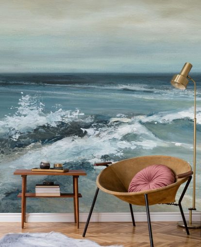 blått abstrakt havtapet veggmaleri kalt Converging Currents av Carol Robinson blått abstrakt havtapet veggmaleri kalt Converging Currents av Carol Robinson