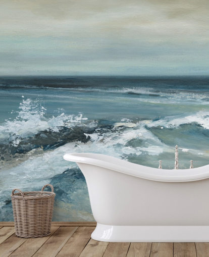 blue abstract ocean wallpaper mural called Converging Currents by Carol Robinson