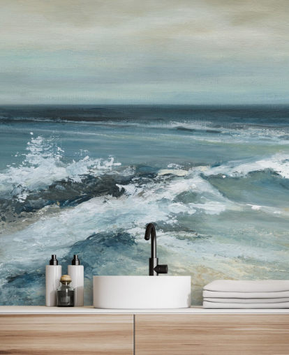 mural de papel de parede azul abstrato oceânico chamado Converging Currents de Carol Robinson mural de papel de parede azul abstrato oceânico chamado Converging Currents de Carol Robinson