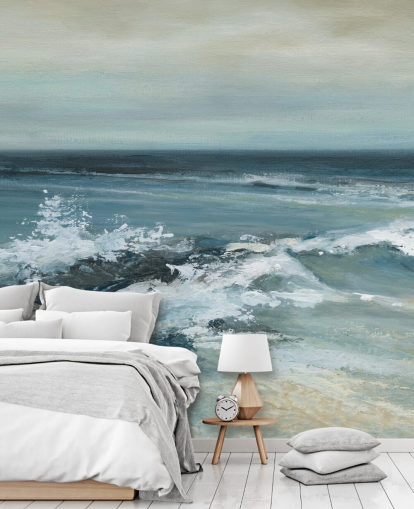 blue abstract ocean wallpaper mural called Converging Currents by Carol Robinson