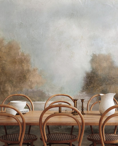 lysebrunt abstrakt tapetmaleri kaldet Creekside Stillness af Carol Robinson