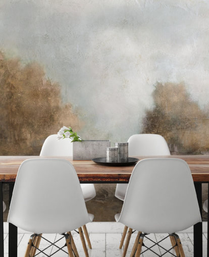 papier peint mural abstrait marron clair appelé Creekside Stillness par Carol Robinson