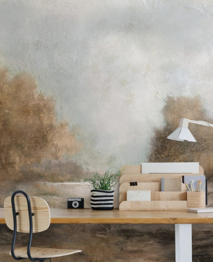 carta da parati astratta marrone chiaro chiamata Creekside Stillness di Carol Robinson