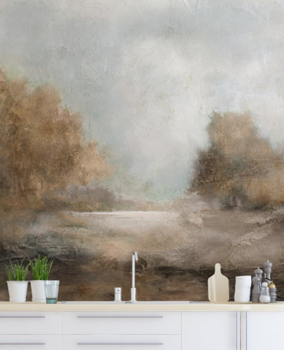 hellbraunes abstraktes Tapeten-Wandbild namens Creekside Stillness von Carol Robinson